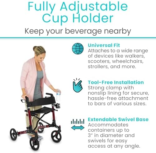Soporte para Taza Vive para Andador, Silla de Ruedas, Accesorios, Carriola, Adultos, Bicicleta, Barco, Escritorio, Scooter de Movilidad - Soporte de - imagen 2
