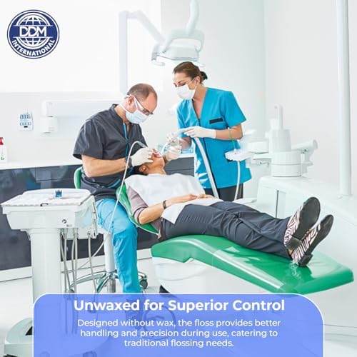 Hilo Dental Nylon DDM International Sin Cera - 200 Yardas con Dispensador, Protección para Dientes y Encías, Caja Transparente Morada - imagen 3