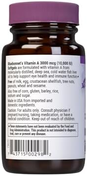 Vitamin A Bluebonnet Nutrition 10,000 IU de Aceite de Pescado de Aguas Frías - Salud Visual e Inmunidad - Libre de Gluten y Lácteos - 100 Cápsulas - imagen 3