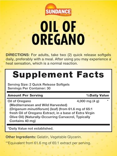 Sundance Aceite de Orégano en Softgels | 60 Cápsulas | Suplemento Herbal Natural | Fórmula Sin OGM y Sin Gluten - imagen 2