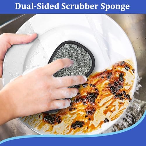 Esponjas de Cocina, Paquete de 12 Esponjas de Microfibra Multiusos - Fregador Reutilizable de Doble Cara, Resistente y Sin Rayones para Platos, Ollas - imagen 8