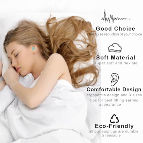 Tapones para oídos para dormir, 2 pares de tapones de silicona 32dB, cancelación de ruido, protección auditiva, natación y conciertos - imagen 3