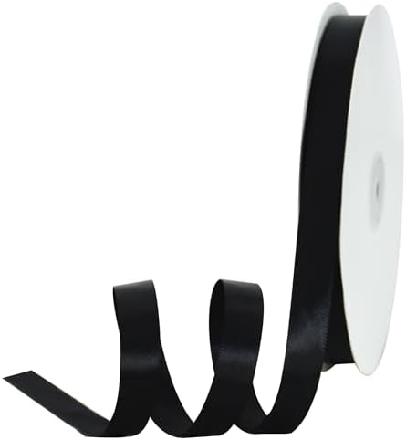 Cinta de Satén Negra TONIFUL de 5/8 Pulgadas x 100 Yards - Cinta delgada para Costura, Manualidades, Hacer Lazos, Regalos, Invitaciones y Decoración - imagen 1