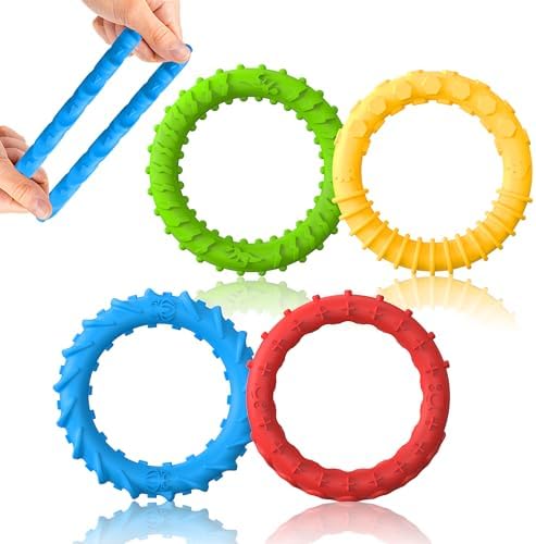 Pulseras Antiestrés y Collar Masticable para Niños y Adultos con Autismo - Juguetes Sensoriales 4 Piezas de Goma para Niños y Adolescentes - imagen 1