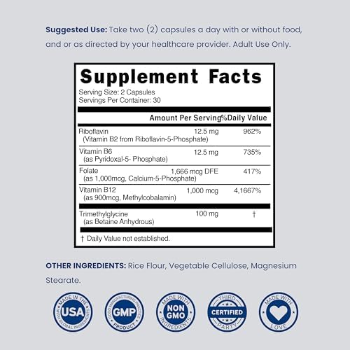 Multivitamínico Metilado (Vitaminas Metiladas y Activadas - Complejo B Metilado con Trimetilglicina (TMG) y Metilfolato) - Suplemento MTHFR Sin OGM y - imagen 6