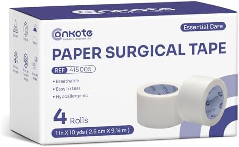 Cinta Quirúrgica Conkote de Papel, 4 Rollos, 1 x 10 Yardas, Cinta Médica para Cuidado de Heridas, Libre de Látex y Hipoalergénica - imagen 1