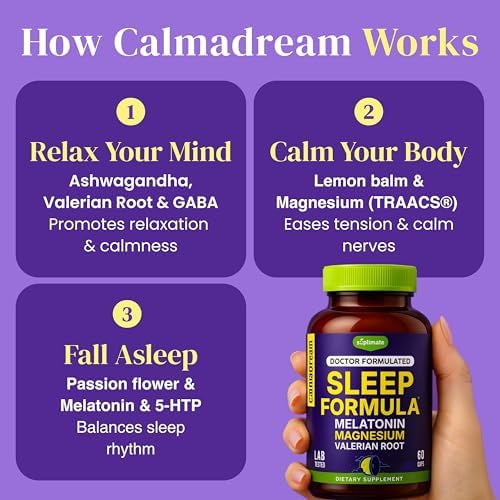 Suplemento Herbal para Dormir 9 en 1 con Melatonina 5mg y 108mg de Magnesio - Vegano, Hecho en EE.UU., 60 Cápsulas - imagen 2