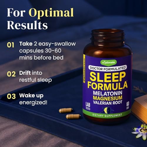 Suplemento Herbal para Dormir 9 en 1 con Melatonina 5mg y 108mg de Magnesio - Vegano, Hecho en EE.UU., 60 Cápsulas - imagen 4