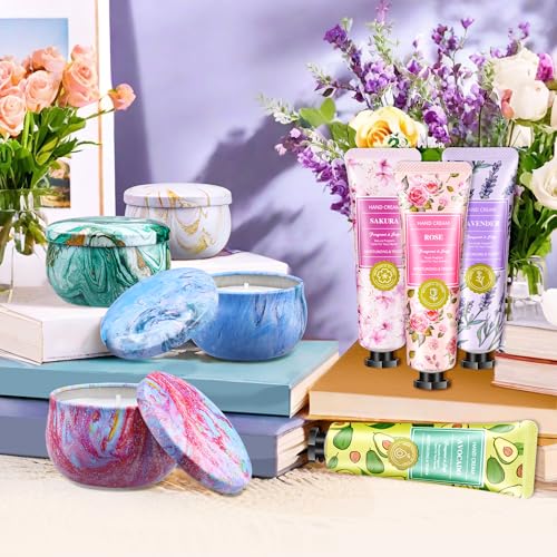 Cestas de Regalo para Mujeres: Set de Velas Únicas y Crema de Manos, Regalos para Mamá, Agradecimiento a Maestros, Spa Relajante, Regalo de - imagen 4