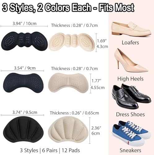 Plantillas de Talón para Zapatos, 6 Pares de Inserciones para Hombres y Mujeres, Almohadillas de Gel Antideslizante 4D, Protectores Ultra - imagen 2