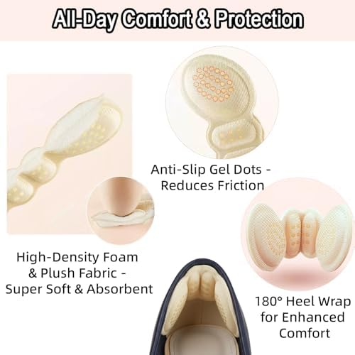 Plantillas de Talón para Zapatos, 6 Pares de Inserciones para Hombres y Mujeres, Almohadillas de Gel Antideslizante 4D, Protectores Ultra - imagen 3