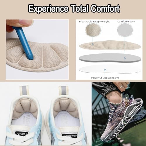 Plantillas de Talón para Zapatos, 6 Pares de Inserciones para Hombres y Mujeres, Almohadillas de Gel Antideslizante 4D, Protectores Ultra - imagen 5