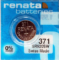 Batería de botón Renata 371 - SR920SW para reloj - Óxido de plata de bajo consumo, libre de mercurio, 1.55v, moderna - imagen 1