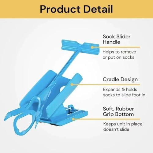Kit Ayuda para Poner Calcetines LYHJN - Sistema Sin Esfuerzo, Ideal para Embarazo y Lesiones, Color Azul - imagen 2