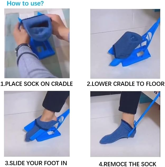 Kit Ayuda para Poner Calcetines LYHJN - Sistema Sin Esfuerzo, Ideal para Embarazo y Lesiones, Color Azul - imagen 5