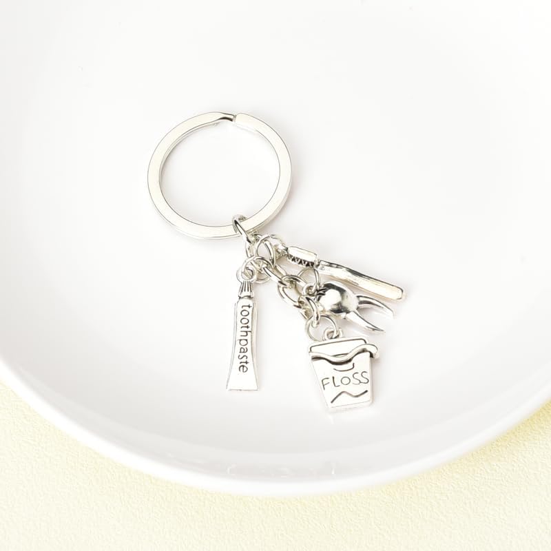 Regalos para Higienistas Dentales: Llaveros de Plata, Colgante de Hilo Dental, Regalos para Dentistas, Asistentes y Estudiantes, Cumpleaños y - imagen 4