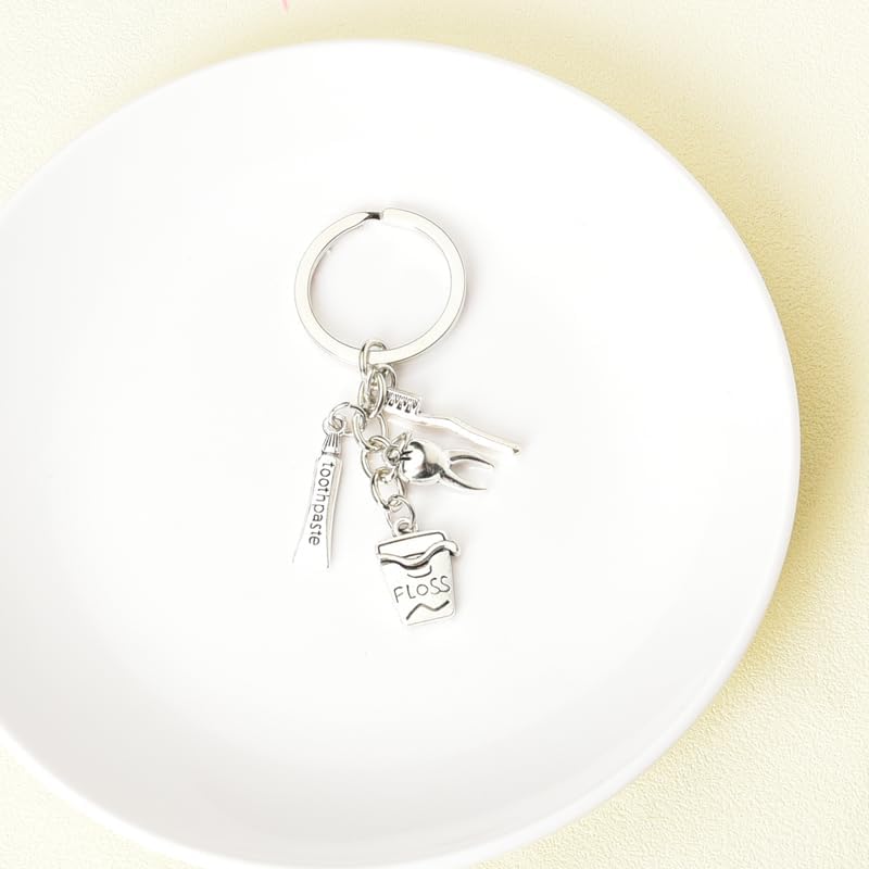 Regalos para Higienistas Dentales: Llaveros de Plata, Colgante de Hilo Dental, Regalos para Dentistas, Asistentes y Estudiantes, Cumpleaños y - imagen 5