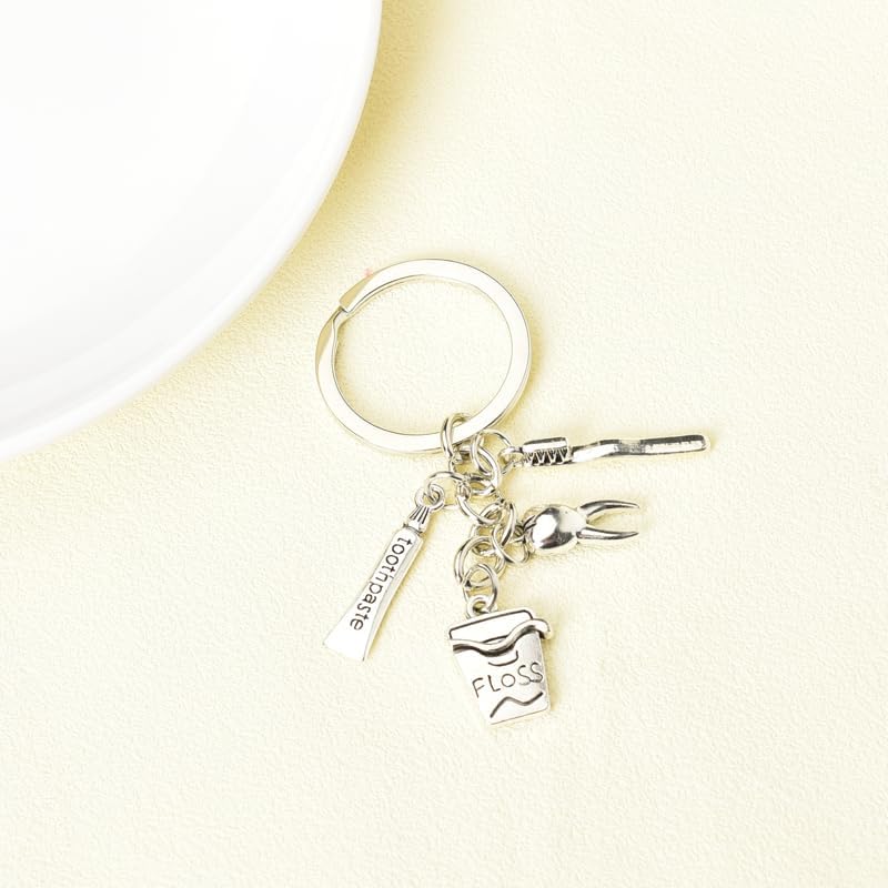 Regalos para Higienistas Dentales: Llaveros de Plata, Colgante de Hilo Dental, Regalos para Dentistas, Asistentes y Estudiantes, Cumpleaños y - imagen 6