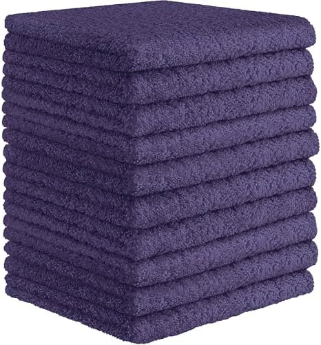 DecorRack Paquete de 10 Toallas de Algodón 100%, Suaves y Lujosas, 12 x 12 pulgadas, Ultra Absorbentes, Lavables a Máquina, Violeta - imagen 1