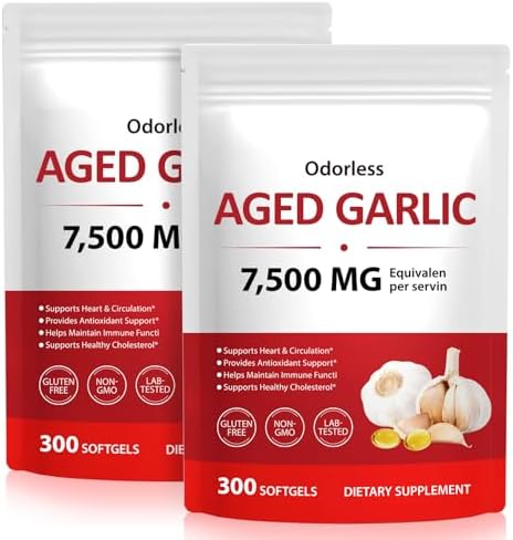 LTQXGT Suplemento de Ajo en Softgels 300 Contenido 2 Paquetes – Control de Olor – Soporte Herbal Tradicional – Cápsulas Suaves Fáciles de Tragar – - imagen 1