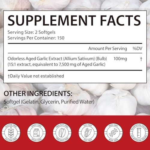 LTQXGT Suplemento de Ajo en Softgels 300 Contenido 2 Paquetes – Control de Olor – Soporte Herbal Tradicional – Cápsulas Suaves Fáciles de Tragar – - imagen 2