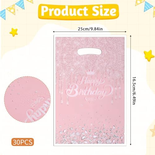 30 Piezas de Bolsas de Regalo con Brillo Diamante Rosa Oro para Cumpleaños, Bolsas de Dulces con Asa, Decoración de Fiesta para Mujeres y Niñas - imagen 2