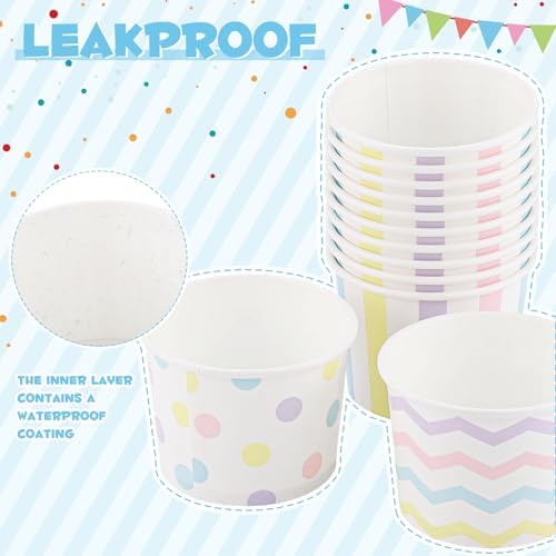 NatNarr 60 Pzs Vasos Desechables para Helado, 4 Oz, Tazas de Papel en 3 Estilos para Postres, Yogur Helado y Snacks - imagen 3