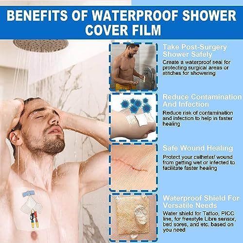 Cubierta de Ducha Impermeable para Catéter de Diálisis 25PCS (7.8x7.8), Adhesiva para Línea PICC, Cobertura Estirable para Heridas y Tatuajes, - imagen 3