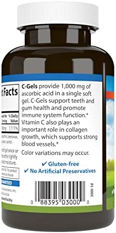 Carlson - C-Gel, 1000 mg de Vitamina C, Apoyo Inmunológico y Salud de Tejidos, Antioxidante, 60 Geles Blandos - imagen 3