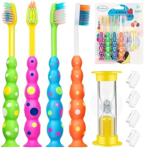 Cepillo de Dientes PRASBURR para Niños, Cepillo para Niños de 2 a 4 Años con Temporizador y Cabezas de Cepillo para 3-10 Años, Paquete de 4 - imagen 1