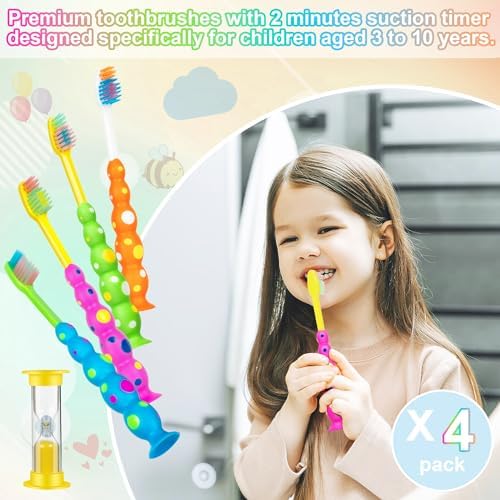 Cepillo de Dientes PRASBURR para Niños, Cepillo para Niños de 2 a 4 Años con Temporizador y Cabezas de Cepillo para 3-10 Años, Paquete de 4 - imagen 2