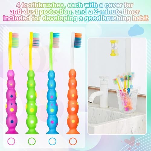 Cepillo de Dientes PRASBURR para Niños, Cepillo para Niños de 2 a 4 Años con Temporizador y Cabezas de Cepillo para 3-10 Años, Paquete de 4 - imagen 6