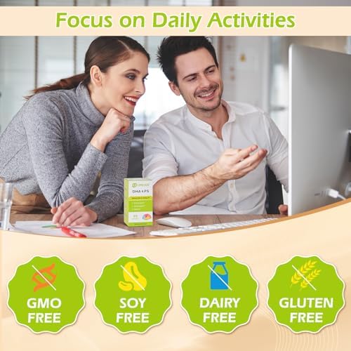OMOGS Algas DHA - 600 mg de Omega-3 DHA en Softgels, con Fosfatidilserina y Aceite de Nuez, Apoya la Salud Cerebral, Visión y Memoria, 90 Softgels - imagen 5