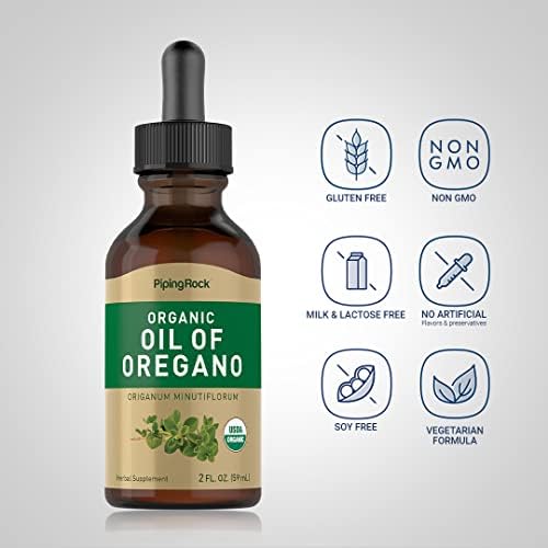 Piping Rock Aceite de Orégano Orgánico en Gotas Líquidas | 2 fl oz | con Aceite de Oliva Extra Virgen | Suplemento Herbal | Sin OGM, Sin Gluten - imagen 3