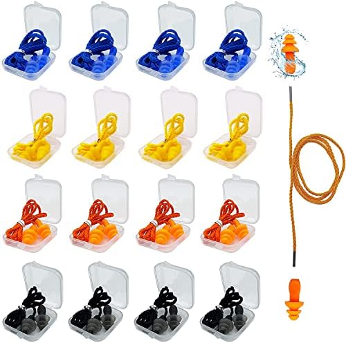 Tapones para oídos para dormir, 16 pares reutilizables de silicona suave, cancelación de ruido con cordón de nylon, protección auditiva para - imagen 1
