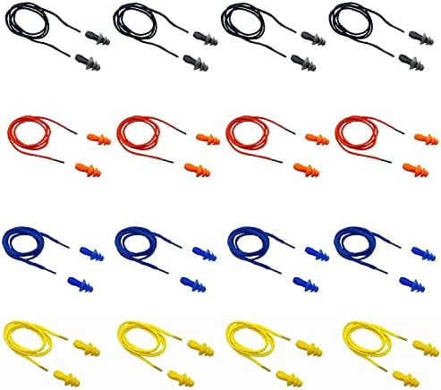 Tapones para oídos para dormir, 16 pares reutilizables de silicona suave, cancelación de ruido con cordón de nylon, protección auditiva para - imagen 4