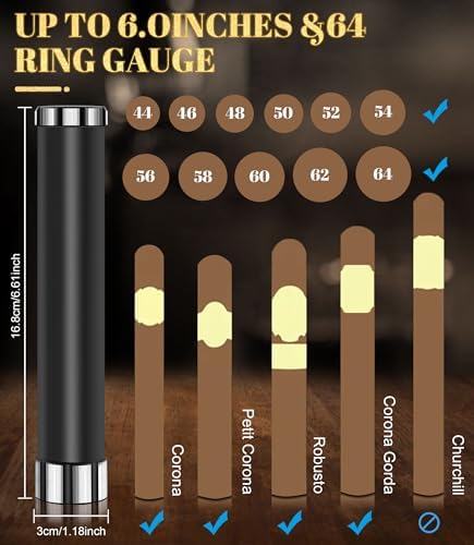 Tubo para Cigarros Wanbro con Humidor, A Prueba de Olores, Portátil, Estuche de Viaje con Humidificador, Regalo para Hombres (15 cm y 60 anillos) - imagen 2