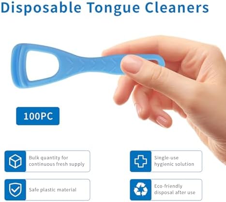 Limpiador de Lengua, Raspador Desechable de Plástico, 100 Piezas, Promueve Aliento Fresco, Incluye Palillo Seguro Retráctil - imagen 5