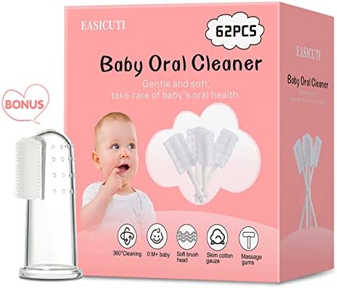 EASICUTI Set de 62 Piezas Limpiador de Lengua para Bebés, Cepillo de Dientes para Recién Nacidos, Cepillo Desechable y Stick de Limpieza Dental para - imagen 1