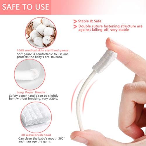 EASICUTI Set de 62 Piezas Limpiador de Lengua para Bebés, Cepillo de Dientes para Recién Nacidos, Cepillo Desechable y Stick de Limpieza Dental para - imagen 2