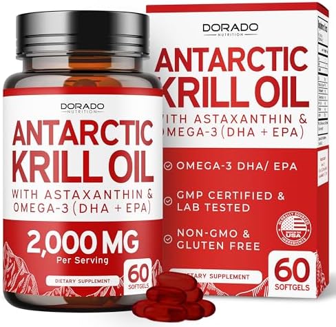 Suplemento de Aceite de Kril Antártico (2000mg por porción, 60 cápsulas blandas) - Omega 3 con EPA, DHA y Astaxantina - Fosfolípidos Premium para - imagen 1