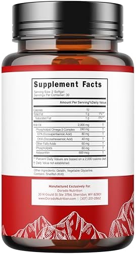 Suplemento de Aceite de Kril Antártico (2000mg por porción, 60 cápsulas blandas) - Omega 3 con EPA, DHA y Astaxantina - Fosfolípidos Premium para - imagen 2