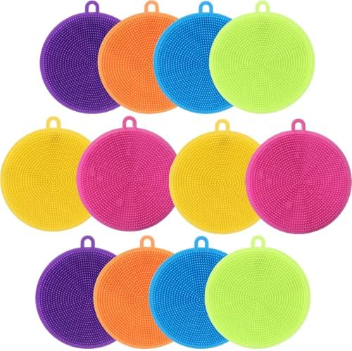 Esponjas de Silicón para Fregar, 12 Piezas, Cepillos de Cocina Reutilizables, Grado Alimenticio, Libres de BPA, Lavables en Lavavajillas. - imagen 1