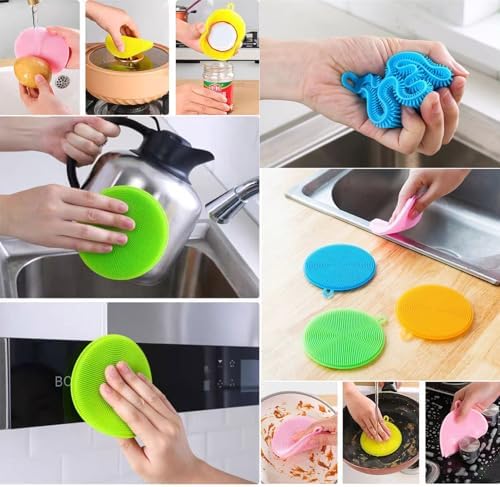 Esponjas de Silicón para Fregar, 12 Piezas, Cepillos de Cocina Reutilizables, Grado Alimenticio, Libres de BPA, Lavables en Lavavajillas. - imagen 2