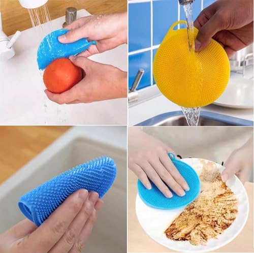 Esponjas de Silicón para Fregar, 12 Piezas, Cepillos de Cocina Reutilizables, Grado Alimenticio, Libres de BPA, Lavables en Lavavajillas. - imagen 4