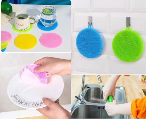 Esponjas de Silicón para Fregar, 12 Piezas, Cepillos de Cocina Reutilizables, Grado Alimenticio, Libres de BPA, Lavables en Lavavajillas. - imagen 7