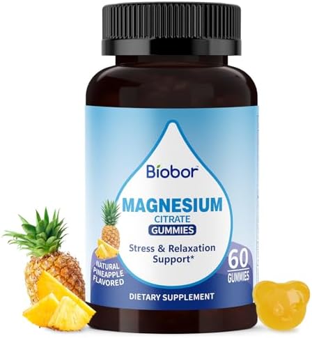 Gomitas de Citrato de Magnesio y Potasio Biobor, Suplemento de Magnesio con Vitamina D3 y B6, Equilibrio de Electrolitos y Relajación Muscular (60 - imagen 1