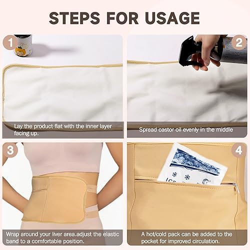 Paquete de 3 Piezas de Funda de Aceite de Ricino, Reutilizable y Orgánico para Desintoxicación del Hígado, Insomnio, Estreñimiento e Inflamación, Con - imagen 2