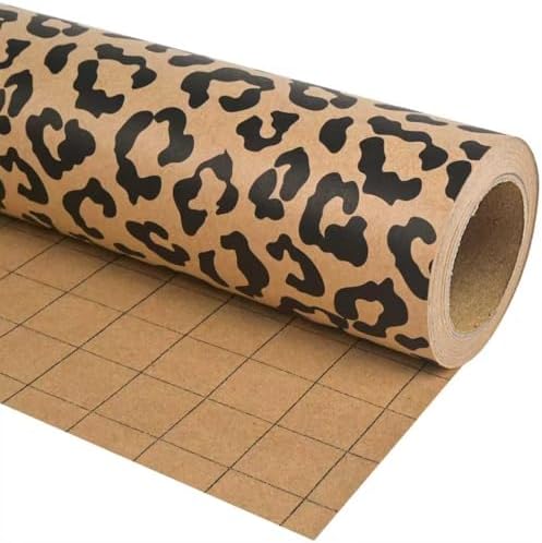 Papel de Regalo Dlyrroba Kraft con Diseño de Leopardo - Envoltura para Cumpleaños, Baby Shower, Bridal Shower y Fiestas - 17 Pulgadas x 16.5 Pies - imagen 1