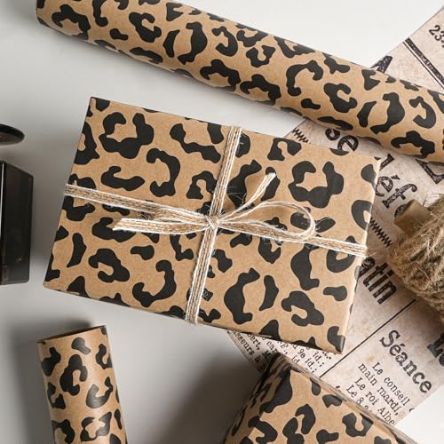 Papel de Regalo Dlyrroba Kraft con Diseño de Leopardo - Envoltura para Cumpleaños, Baby Shower, Bridal Shower y Fiestas - 17 Pulgadas x 16.5 Pies - imagen 2